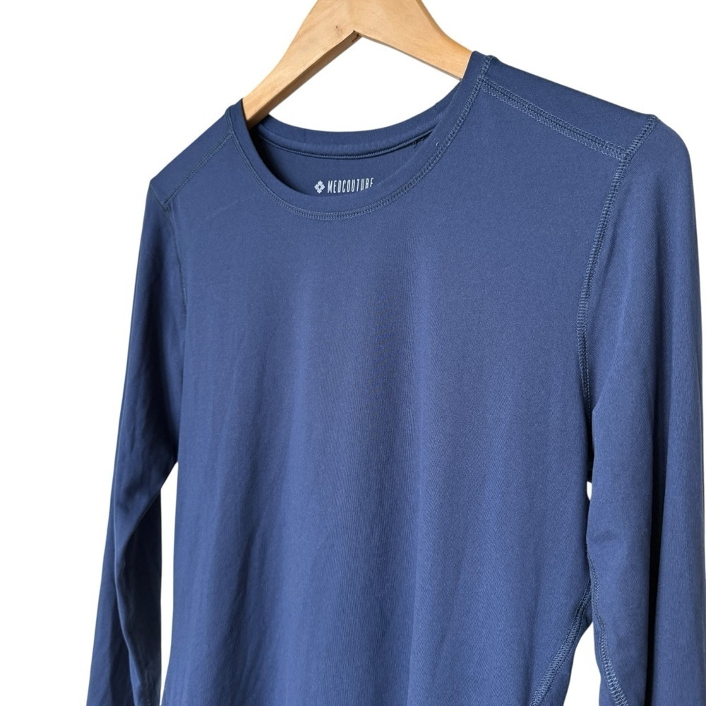 MedCouture Women's Long Sleeve Blue Performance Tee Size S Stretch Lightweight - Picture 3 of 8